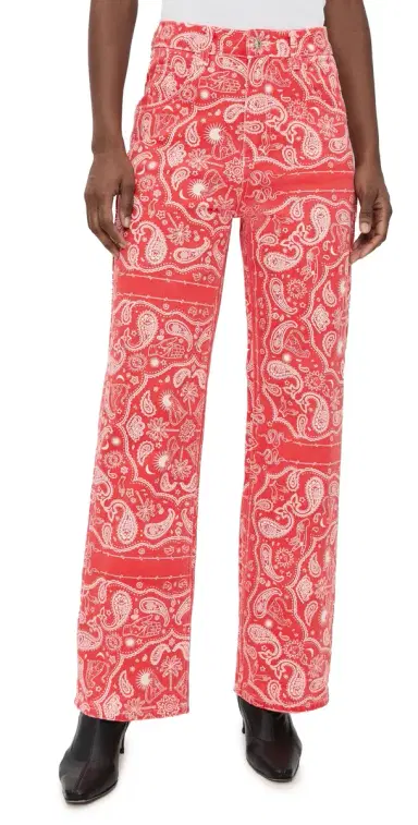 Never Fully Dressed Red Bandana Jeans Red | Thumbnail 1 Never Fully Dressed Red Bandana Jeans Red | Thumbnail 1
