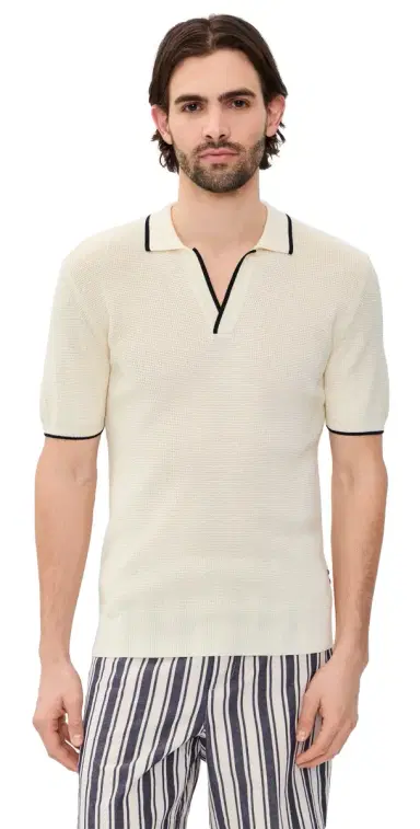 Orlebar Brown Horton Stripe Polo White and | Thumbnail 1 Orlebar Brown Horton Stripe Polo White and | Thumbnail 1