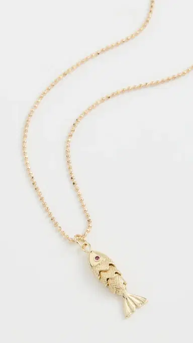 Alexa Leigh Gold Fish Ball Chain Necklace Yellow Gold One Size | Thumbnail 2 Alexa Leigh Gold Fish Ball Chain Necklace Yellow Gold One Size | Thumbnail 2