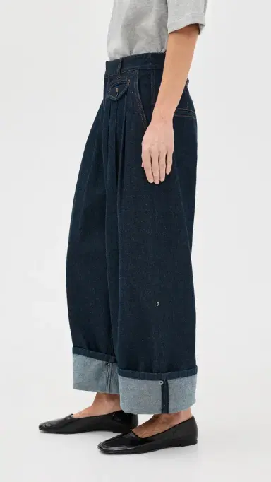 Tibi Petite Indigo Denim Triple Pleat Jeans Indigo | Thumbnail 4 Tibi Petite Indigo Denim Triple Pleat Jeans Indigo | Thumbnail 4