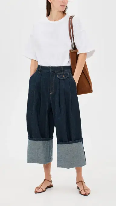 Tibi Petite Indigo Denim Triple Pleat Jeans Indigo | Thumbnail 6 Tibi Petite Indigo Denim Triple Pleat Jeans Indigo | Thumbnail 6