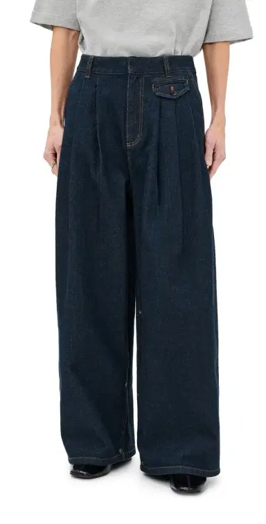 Tibi Petite Indigo Denim Triple Pleat Jeans Indigo | Thumbnail 1 Tibi Petite Indigo Denim Triple Pleat Jeans Indigo | Thumbnail 1