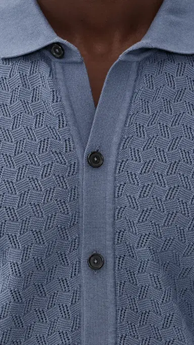 BOSS Knit Button Down Shirt moke Blue | Thumbnail 6 BOSS Knit Button Down Shirt moke Blue | Thumbnail 6