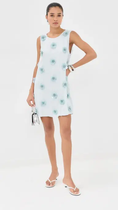 La Vie Style House 3D Embellished Mini A Line Dress Baby Blue One Size | Thumbnail 2 La Vie Style House 3D Embellished Mini A Line Dress Baby Blue One Size | Thumbnail 2