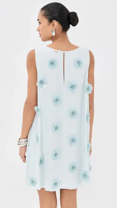 La Vie Style House 3D Embellished Mini A Line Dress Baby Blue One Size | Thumbnail 3 La Vie Style House 3D Embellished Mini A Line Dress Baby Blue One Size | Thumbnail 3