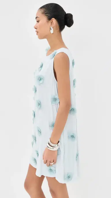 La Vie Style House 3D Embellished Mini A Line Dress Baby Blue One Size | Thumbnail 4 La Vie Style House 3D Embellished Mini A Line Dress Baby Blue One Size | Thumbnail 4