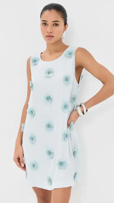 La Vie Style House 3D Embellished Mini A Line Dress Baby Blue One Size | Thumbnail 5 La Vie Style House 3D Embellished Mini A Line Dress Baby Blue One Size | Thumbnail 5
