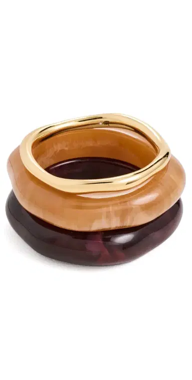 Madewell Sculptural Resin Bangle Bracelet Set Dusty Claret | Thumbnail 1 Madewell Sculptural Resin Bangle Bracelet Set Dusty Claret | Thumbnail 1