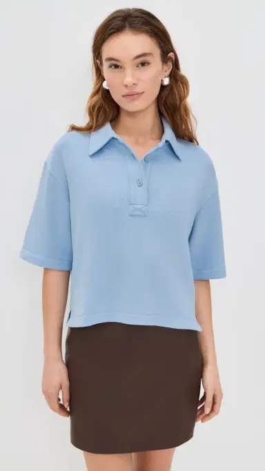 LE BOP Josephine Polo Top Chambray Blue M | Thumbnail 2 LE BOP Josephine Polo Top Chambray Blue M | Thumbnail 2