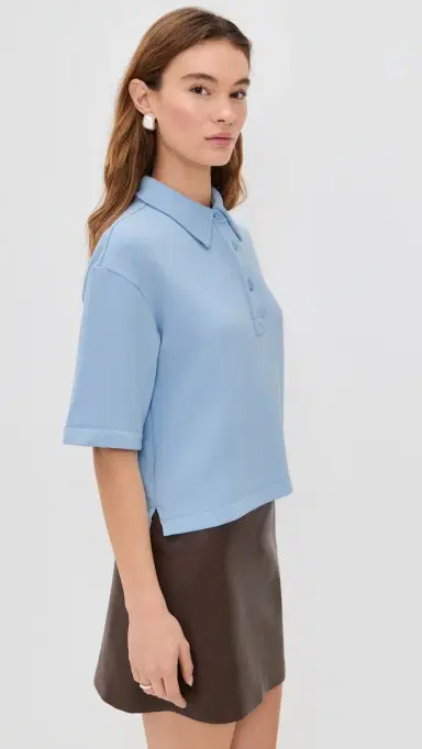 LE BOP Josephine Polo Top Chambray Blue M | Thumbnail 4 LE BOP Josephine Polo Top Chambray Blue M | Thumbnail 4