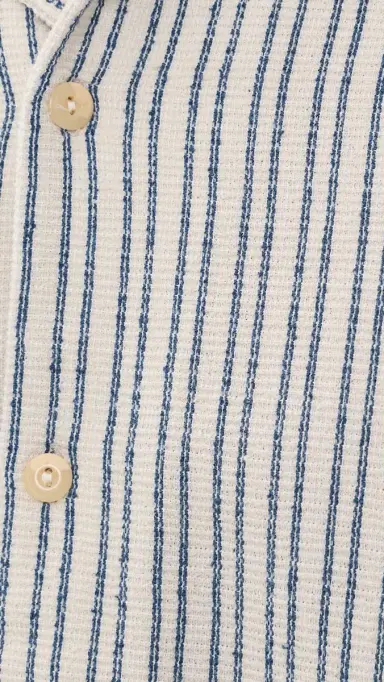 Faherty Oasis Knit Camp hirt hore Navy tripe | Thumbnail 6 Faherty Oasis Knit Camp hirt hore Navy tripe | Thumbnail 6