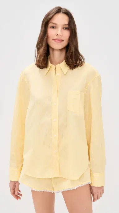 Good American Poplin Classic Boxy Shirt Butterbeam tripe | Thumbnail 2 Good American Poplin Classic Boxy Shirt Butterbeam tripe | Thumbnail 2