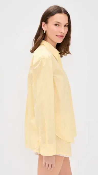 Good American Poplin Classic Boxy Shirt Butterbeam tripe | Thumbnail 4 Good American Poplin Classic Boxy Shirt Butterbeam tripe | Thumbnail 4