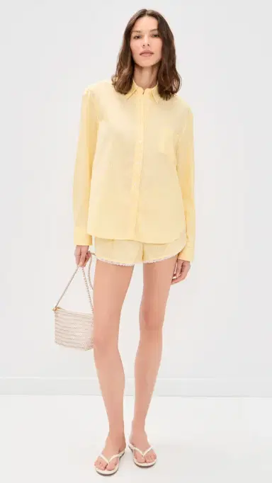 Good American Poplin Classic Boxy Shirt Butterbeam tripe | Thumbnail 5 Good American Poplin Classic Boxy Shirt Butterbeam tripe | Thumbnail 5