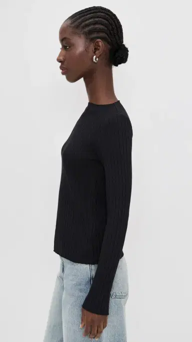 Vince Rib Slash Neck Shirt Black L | Thumbnail 4 Vince Rib Slash Neck Shirt Black L | Thumbnail 4