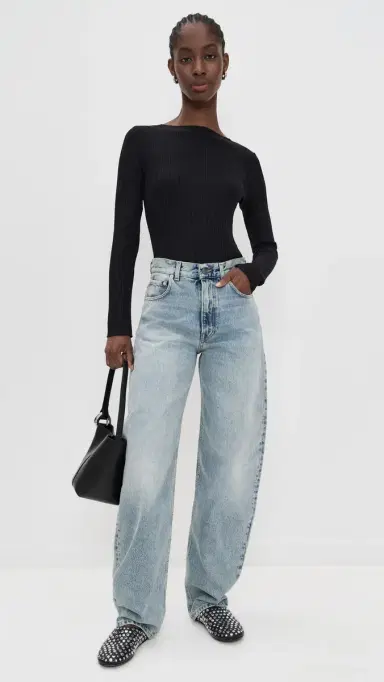 Vince Rib Slash Neck Shirt Black L | Thumbnail 5 Vince Rib Slash Neck Shirt Black L | Thumbnail 5