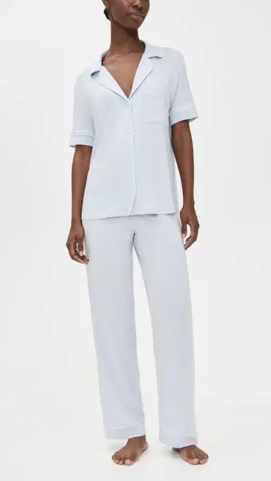 Eberjey Gisele The Short Sleeve Long Pajama et Ice Blue/ | Thumbnail 2 Eberjey Gisele The Short Sleeve Long Pajama et Ice Blue/ | Thumbnail 2