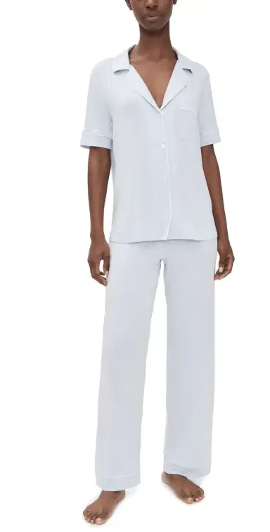Eberjey Gisele The Short Sleeve Long Pajama et Ice Blue/ | Thumbnail 1 Eberjey Gisele The Short Sleeve Long Pajama et Ice Blue/ | Thumbnail 1
