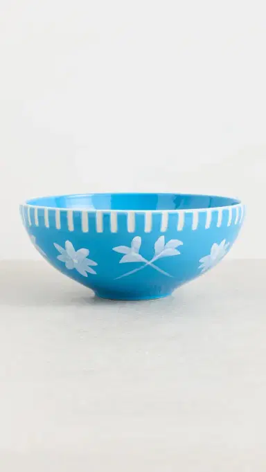 Carolina K Handpainted Flower Bowl Blue Blue One Size | Thumbnail 3 Carolina K Handpainted Flower Bowl Blue Blue One Size | Thumbnail 3