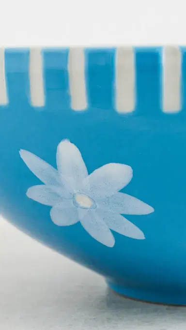 Carolina K Handpainted Flower Bowl Blue Blue One Size | Thumbnail 4 Carolina K Handpainted Flower Bowl Blue Blue One Size | Thumbnail 4