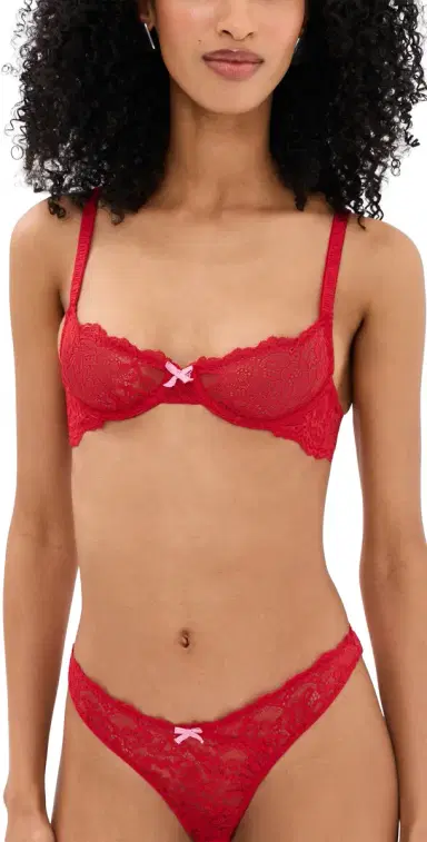 Fleur du Mal Bianca Lace Balconette Bra Rouge | Thumbnail 1 Fleur du Mal Bianca Lace Balconette Bra Rouge | Thumbnail 1