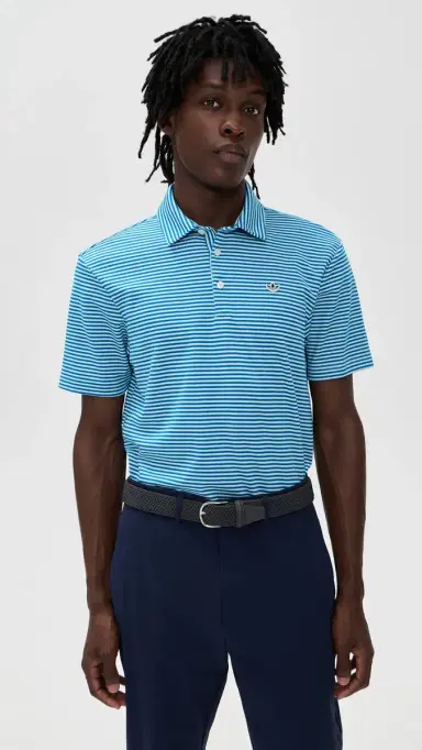Adidas Golf Originals Stripe Pique Polo Clear Mint/Bluebird | Thumbnail 2 Adidas Golf Originals Stripe Pique Polo Clear Mint/Bluebird | Thumbnail 2