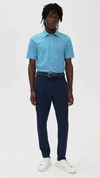 Adidas Golf Originals Stripe Pique Polo Clear Mint/Bluebird | Thumbnail 5 Adidas Golf Originals Stripe Pique Polo Clear Mint/Bluebird | Thumbnail 5