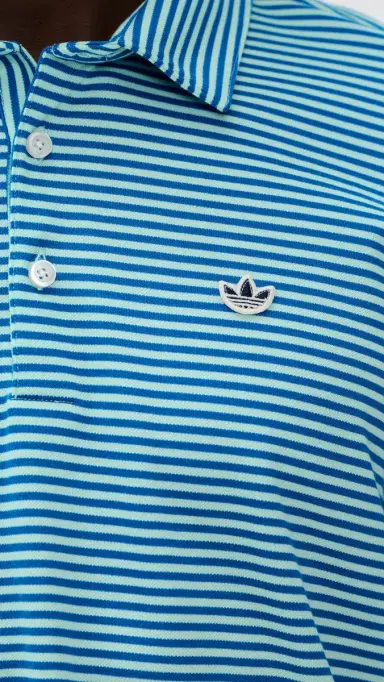 Adidas Golf Originals Stripe Pique Polo Clear Mint/Bluebird | Thumbnail 6 Adidas Golf Originals Stripe Pique Polo Clear Mint/Bluebird | Thumbnail 6
