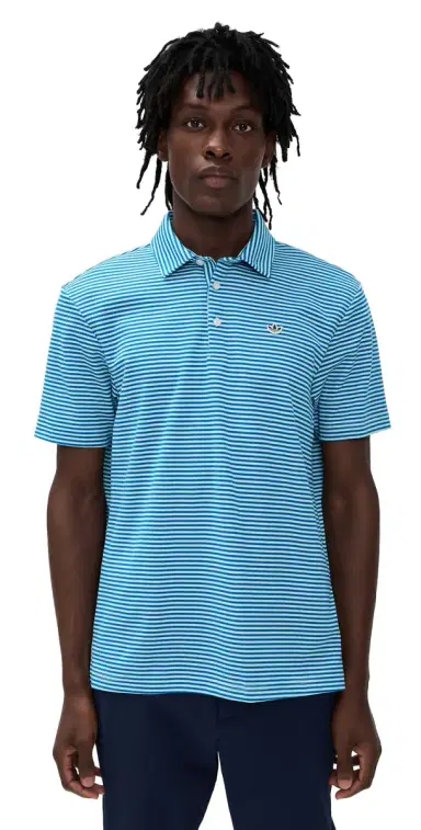 Adidas Golf Originals Stripe Pique Polo Clear Mint/Bluebird | Thumbnail 1 Adidas Golf Originals Stripe Pique Polo Clear Mint/Bluebird | Thumbnail 1