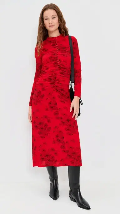 Sea Cornelia Print Long Sleeve Midi Dress Red | Thumbnail 2 Sea Cornelia Print Long Sleeve Midi Dress Red | Thumbnail 2