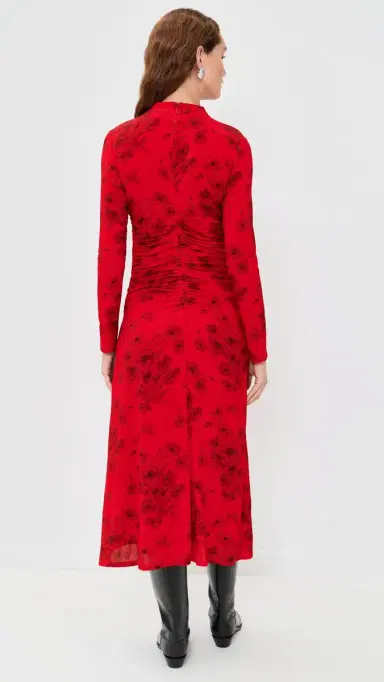 Sea Cornelia Print Long Sleeve Midi Dress Red | Thumbnail 3 Sea Cornelia Print Long Sleeve Midi Dress Red | Thumbnail 3