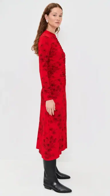 Sea Cornelia Print Long Sleeve Midi Dress Red | Thumbnail 4 Sea Cornelia Print Long Sleeve Midi Dress Red | Thumbnail 4