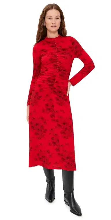Sea Cornelia Print Long Sleeve Midi Dress Red | Thumbnail 1 Sea Cornelia Print Long Sleeve Midi Dress Red | Thumbnail 1