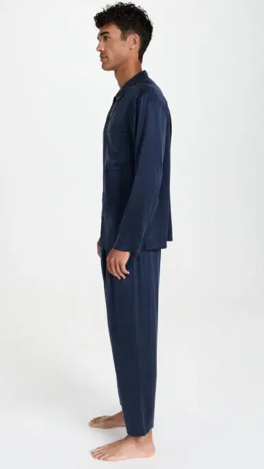 Lunya Washable ilk Button Up Pajamas et Deep Blue | Thumbnail 4 Lunya Washable ilk Button Up Pajamas et Deep Blue | Thumbnail 4