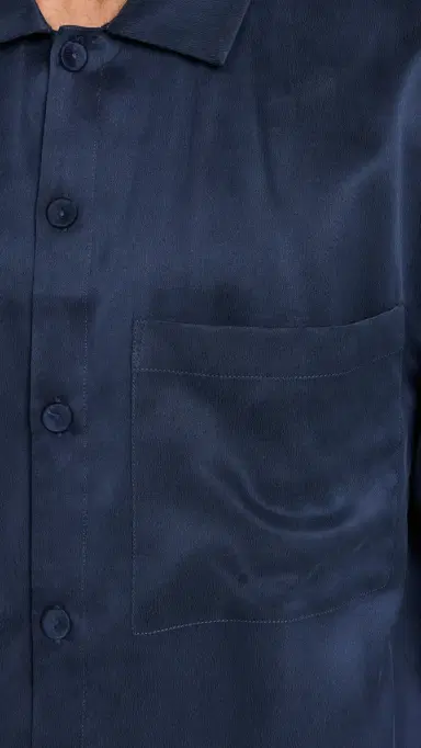 Lunya Washable ilk Button Up Pajamas et Deep Blue | Thumbnail 6 Lunya Washable ilk Button Up Pajamas et Deep Blue | Thumbnail 6