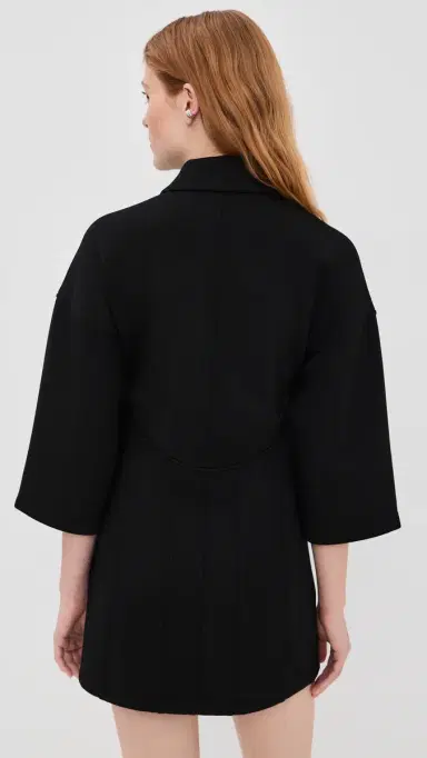 Tibi Bonded Viscose Zip Front Short Sleeve lim Tunic Black | Thumbnail 3 Tibi Bonded Viscose Zip Front Short Sleeve lim Tunic Black | Thumbnail 3