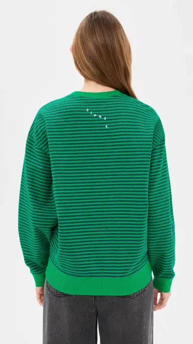 Clare V. Oversized triped weatshirt Green/Charcoal | Thumbnail 3 Clare V. Oversized triped weatshirt Green/Charcoal | Thumbnail 3
