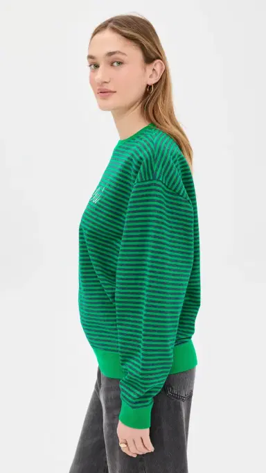 Clare V. Oversized triped weatshirt Green/Charcoal | Thumbnail 4 Clare V. Oversized triped weatshirt Green/Charcoal | Thumbnail 4