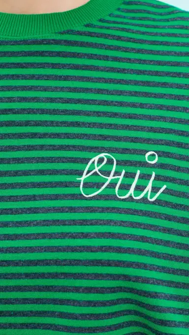 Clare V. Oversized triped weatshirt Green/Charcoal | Thumbnail 6 Clare V. Oversized triped weatshirt Green/Charcoal | Thumbnail 6