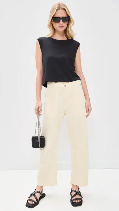 DL1961 Bilie Easy Barrel High Rise Pants Crema | Thumbnail 5 DL1961 Bilie Easy Barrel High Rise Pants Crema | Thumbnail 5