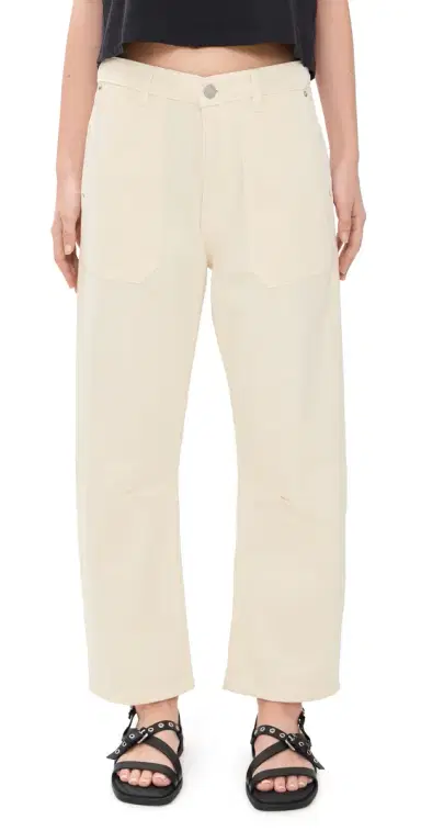 DL1961 Bilie Easy Barrel High Rise Pants Crema | Thumbnail 1 DL1961 Bilie Easy Barrel High Rise Pants Crema | Thumbnail 1