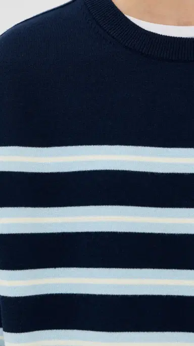 LE BOP Striped Boxy Pullover Midnight Stripe | Thumbnail 6 LE BOP Striped Boxy Pullover Midnight Stripe | Thumbnail 6
