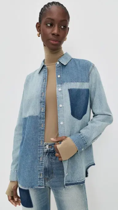 Veronica Beard Jean Dalma Colorblock Button Down Time Travel | Thumbnail 2 Veronica Beard Jean Dalma Colorblock Button Down Time Travel | Thumbnail 2