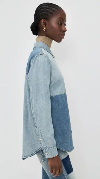Veronica Beard Jean Dalma Colorblock Button Down Time Travel | Thumbnail 4 Veronica Beard Jean Dalma Colorblock Button Down Time Travel | Thumbnail 4