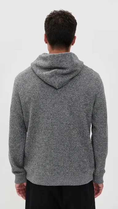 Vince Brushed Waffle Hoodie H Black M | Thumbnail 3 Vince Brushed Waffle Hoodie H Black M | Thumbnail 3