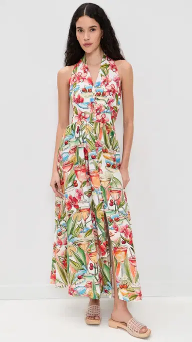 FARM Rio Cocktail Halter Maxi Dress Cocktail Off-White | Thumbnail 2 FARM Rio Cocktail Halter Maxi Dress Cocktail Off-White | Thumbnail 2