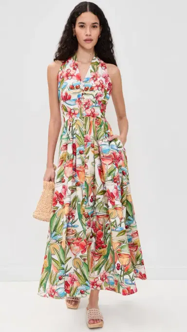 FARM Rio Cocktail Halter Maxi Dress Cocktail Off-White | Thumbnail 5 FARM Rio Cocktail Halter Maxi Dress Cocktail Off-White | Thumbnail 5