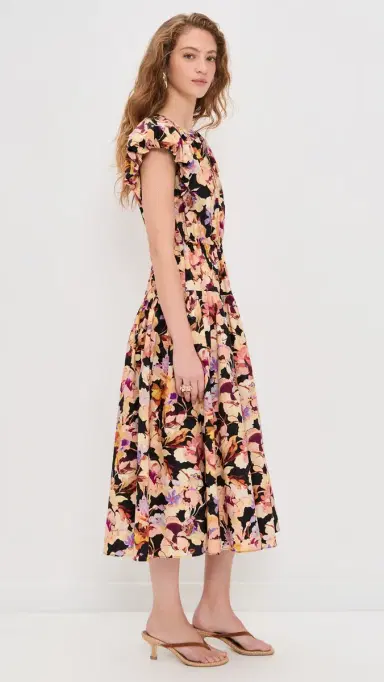 Ulla Johnson Marin Cotton Midi Dress Night Bloom 2 | Thumbnail 4 Ulla Johnson Marin Cotton Midi Dress Night Bloom 2 | Thumbnail 4