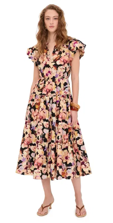 Ulla Johnson Marin Cotton Midi Dress Night Bloom 2 | Thumbnail 1 Ulla Johnson Marin Cotton Midi Dress Night Bloom 2 | Thumbnail 1