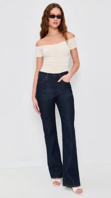 L'AGENCE Baliegh Off houlder Ruched Bodysuit Vintage White | Thumbnail 5 L'AGENCE Baliegh Off houlder Ruched Bodysuit Vintage White | Thumbnail 5